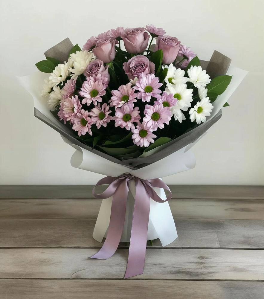 Букет цветов из: Хризантемы и Розы в Одоев