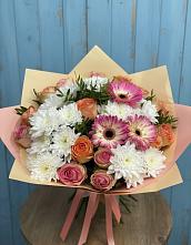 Букет цветов из:  Розы, Герберы и Хризантемы в Одоев