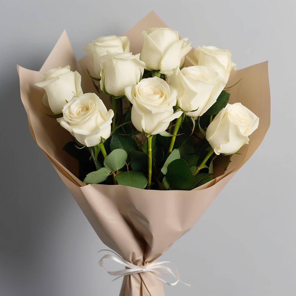 Букет 9 Белых роз Эдлесс Лав в Одоев