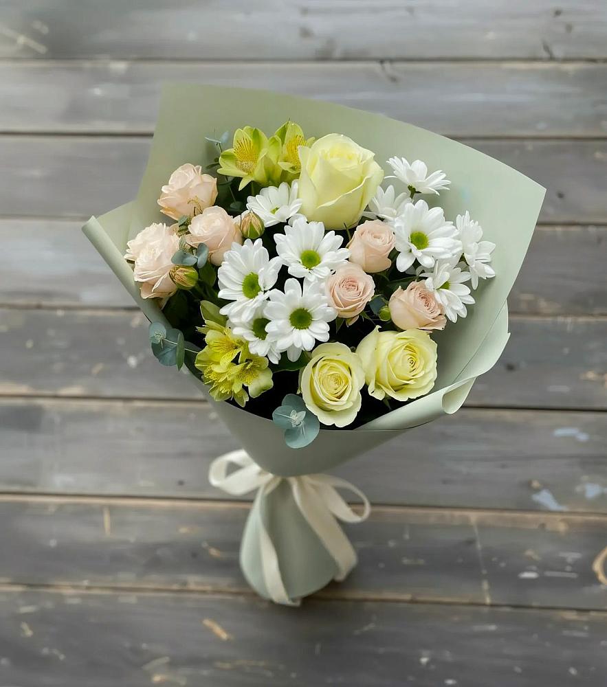 Букет цветов из: Альстромерии, Розы и Хризантемы в Одоев