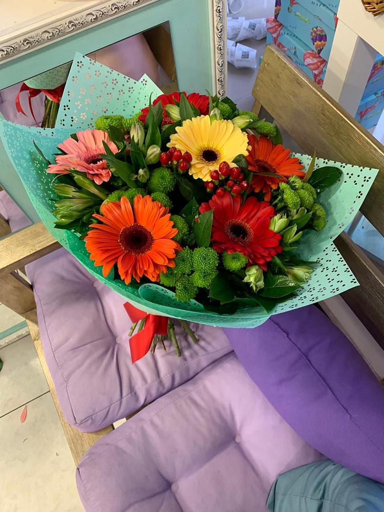 Букет цветов из: Герберы, Хризантемы и Альстромерии в Одоев