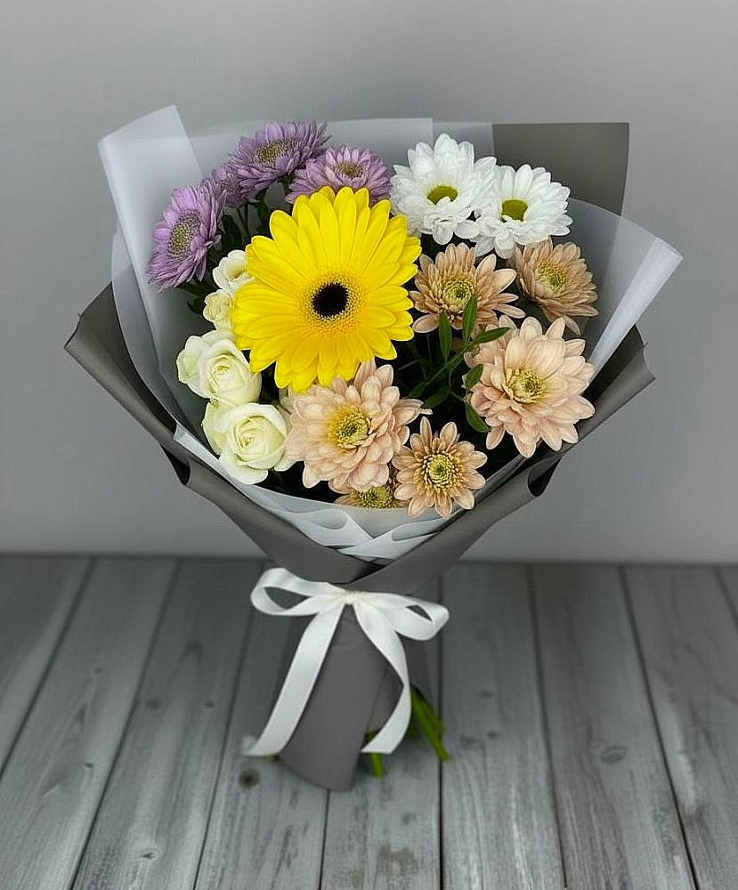 Букет цветов из: Розы, Герберы и Хризантемы в Одоев