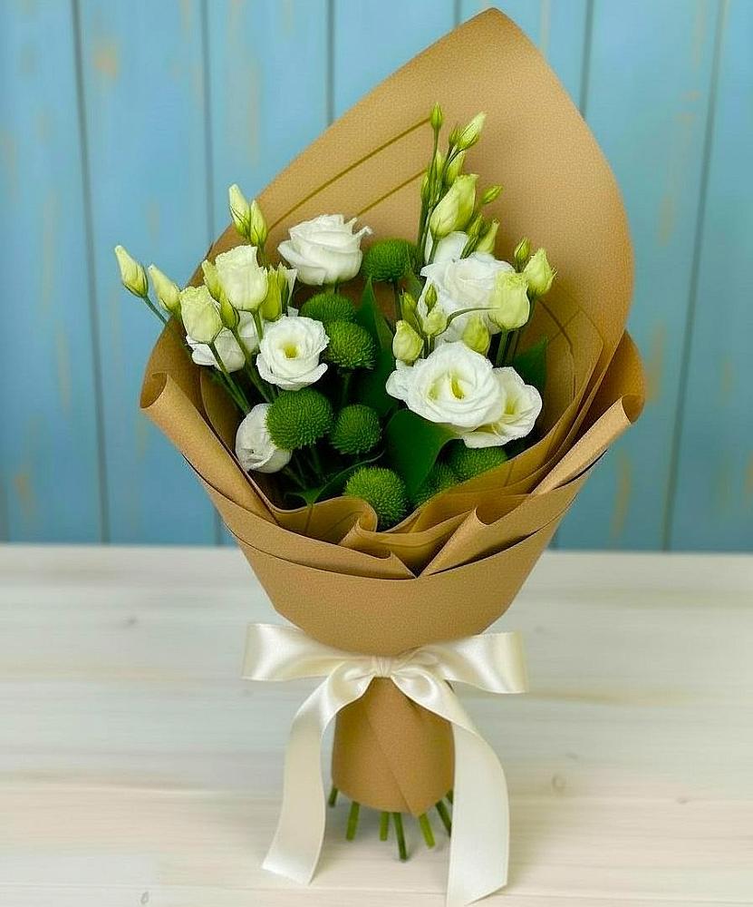 Букет цветов из: Хризантемы и Лизиантусы в Одоев