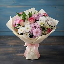 Букет цветов из:  Хризантемы, Альстромерии и Розы в Одоев