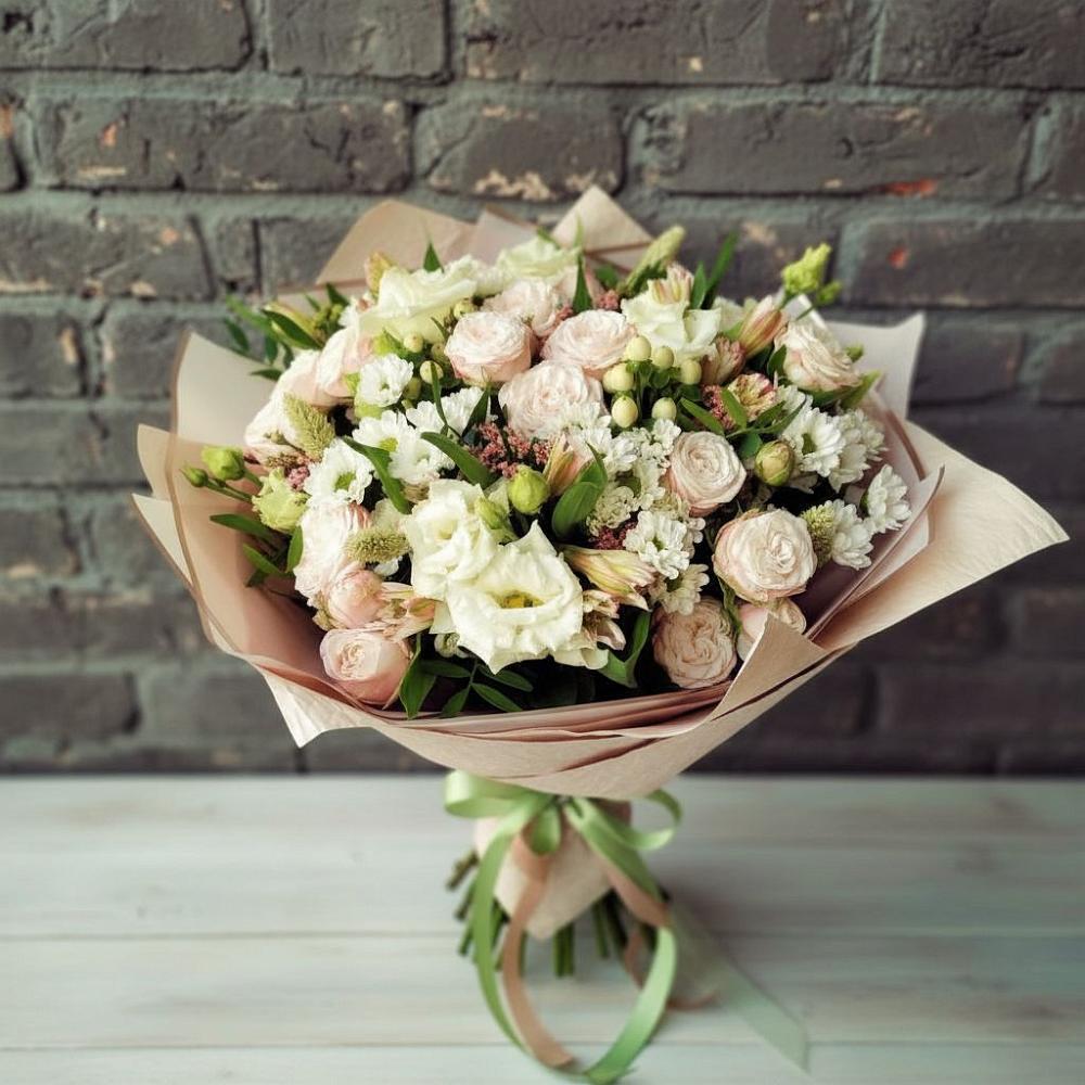 Букет цветов из: Альстромерии, Розы и Хризантемы в Одоев