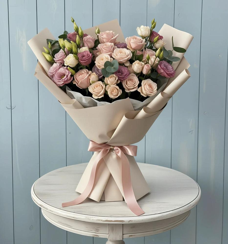 Букет цветов из: Розы и Лизиантусы в Одоев