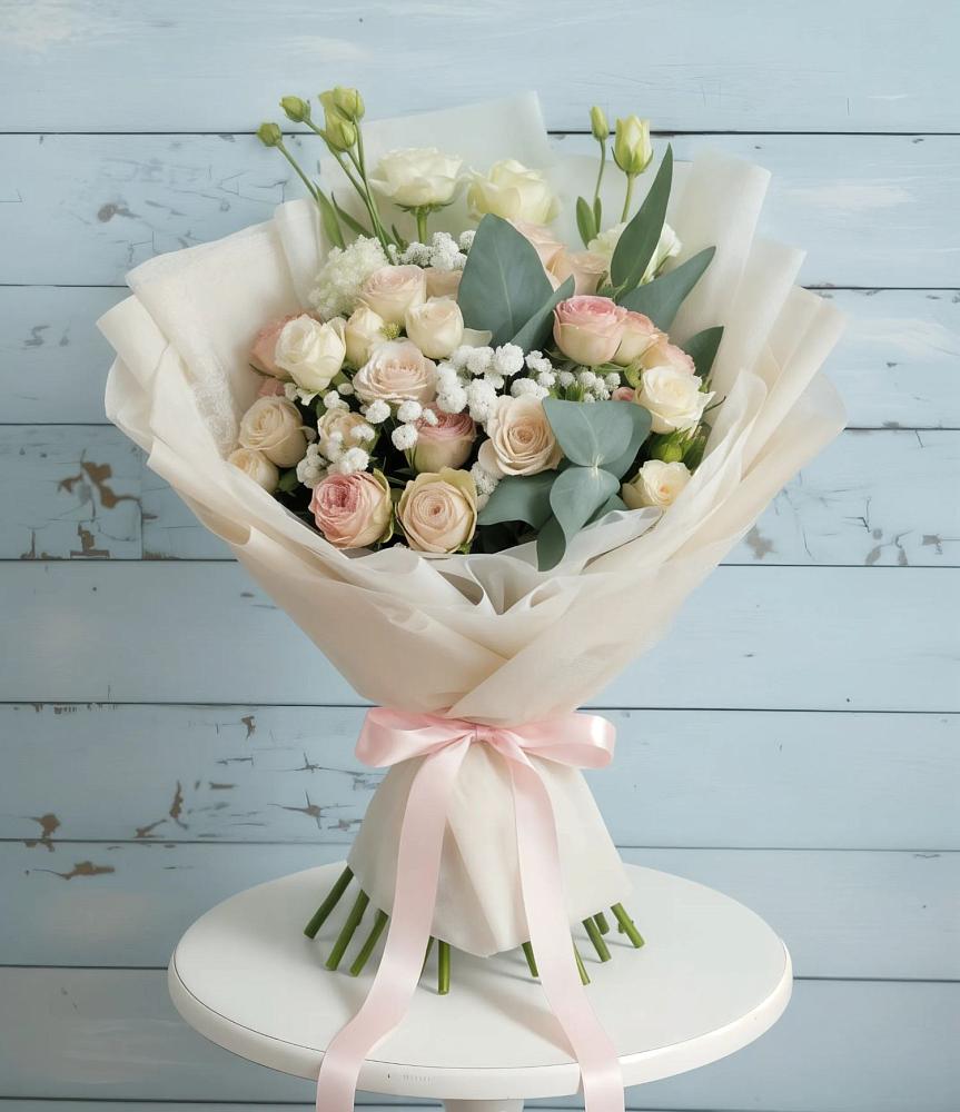 Букет цветов из: Розы и Лизиантусы в Одоев