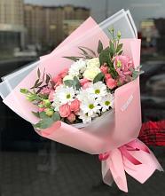 Букет цветов из:  Розы, Лизиантусы и Хризантемы в Одоев