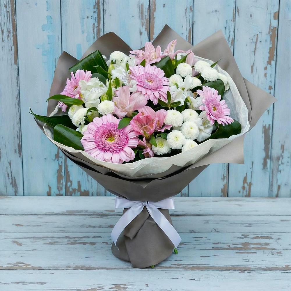 Букет цветов из: Герберы, Альстромерии и Хризантемы в Одоев