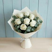 Букет Белые розы в Эвкалипте в Одоев